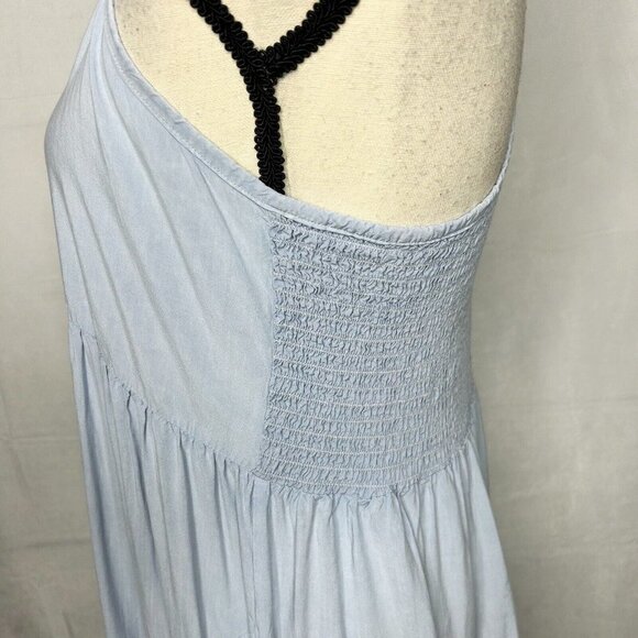 Anthropologie Saturday Sunday Blue Chambray Racer Back Smocked Dress Size XS - Picture 7 of 11
